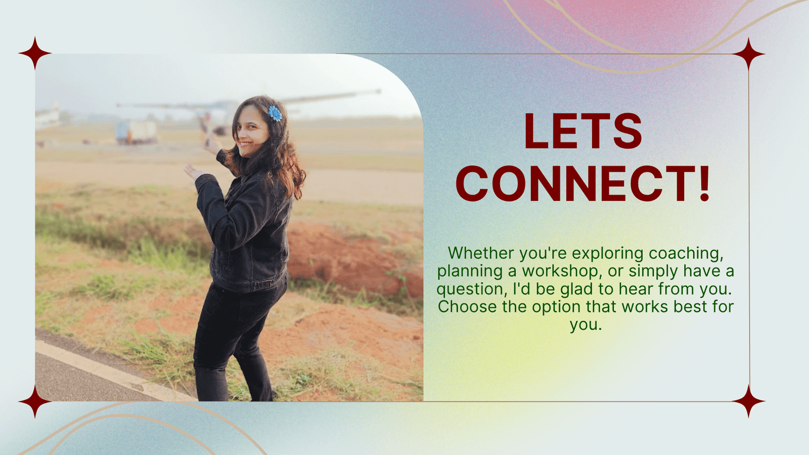 Whether you're exploring leadership coaching, planning a workshop, or have a question, I'd be glad to hear from you.